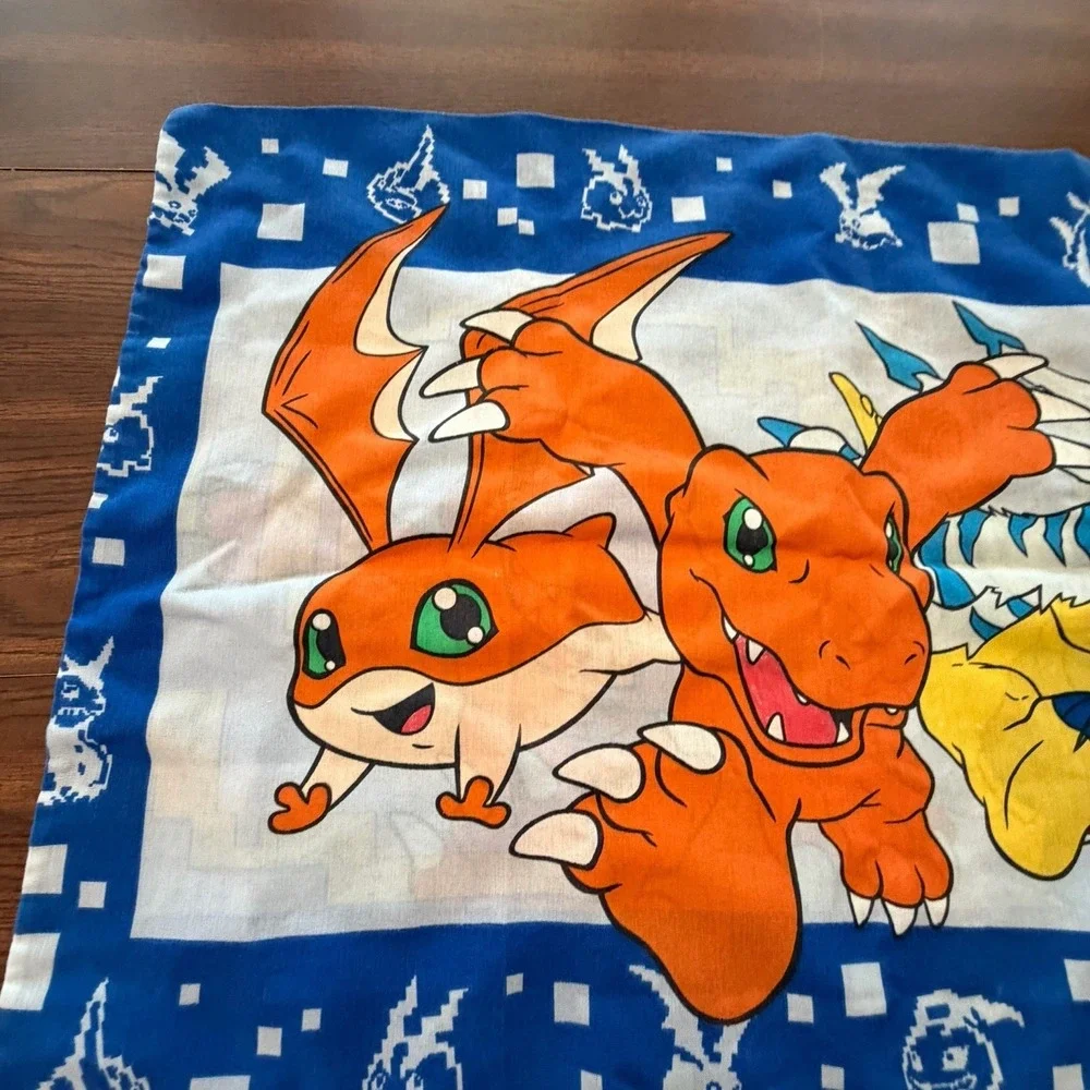 Vintage Digimon Tai Agumon Pillowcase Blue Bedding Y2K 90s
